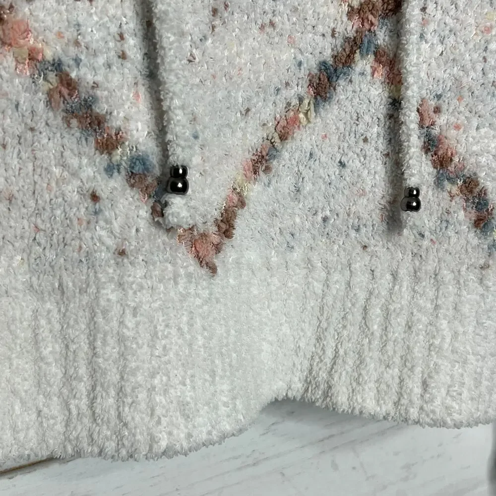 POL Knit Hoodie Sweater Size Small V-Neck Pullover Diamond Pattern